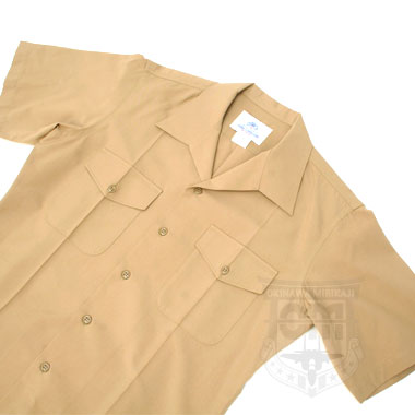 SHIRT MAN S KHAKI SHADE M-1 QUARTER LENGTH SLEEVE 米軍放出品