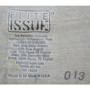 ARMY ELITE ISSUE FIRE RESISTANT HOOD 米軍放出品