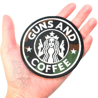 GUNS AND COFFEE CAMO 丸型ワッペン