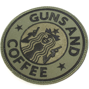 GUNS AND COFFEE OD 丸型ワッペン