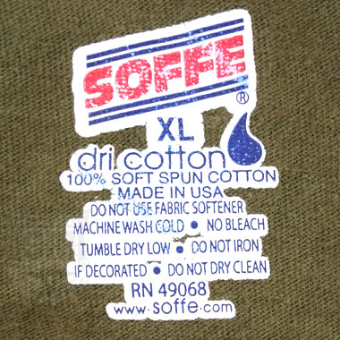 SOFFE ミリタリー コットン T-シャツ OD MADE IN USA