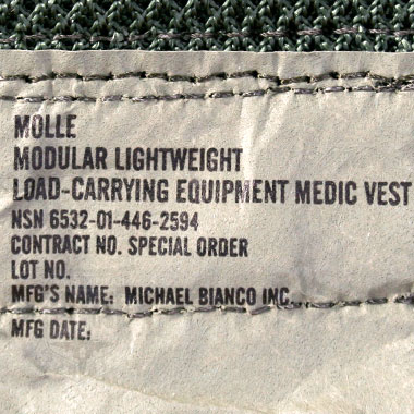 MOLLE MODULAR LIGHTWEIGHT LOAD-CARRYING EQUIPMENT MEDIC VEST