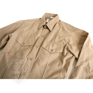 SHIRT MAN LONG SLEEVE POLY/WOOL KHAKI 階級章なし