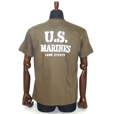 USMC 海兵隊 ミリタリープリントTシャツ TAN