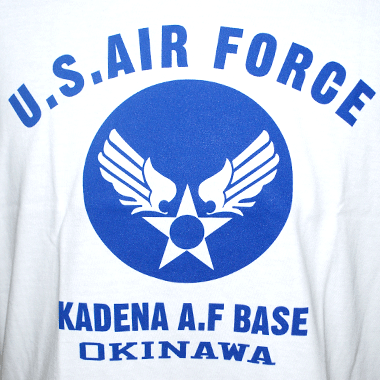 US AIRFORCE KADENA AF BASE ミリタリープリントTシャツ ホワイト