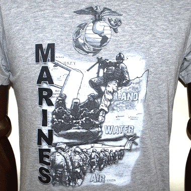 ミリタリープリントTシャツ USMC グレー