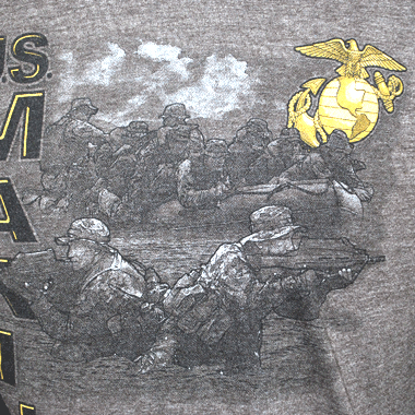 ミリタリープリントTシャツ USMC ワイン