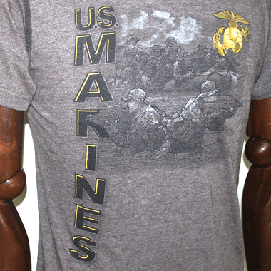 ミリタリープリントTシャツ USMC ワイン