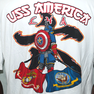 USS AMERICA ミリタリープリントTシャツ ホワイト