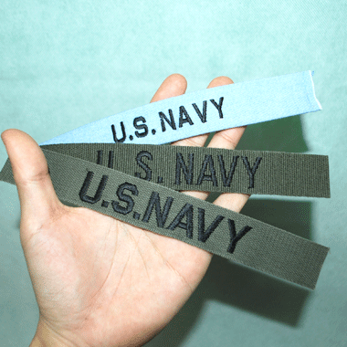 US NAVY アメリカ海軍 ネームテープ 刺繍テープブランチテープ 3本セット ブルー/OD