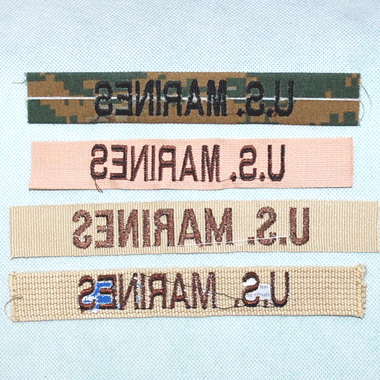 USMC アメリカ海兵隊 ネームテープ 刺繍テープ ブランチテープ 4本セットカーキ/マーパット