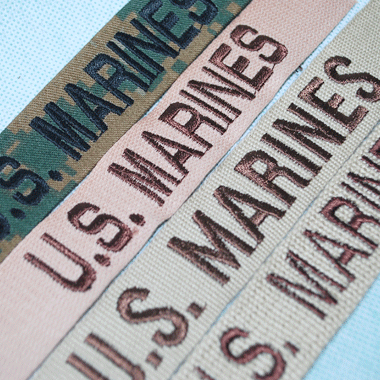 USMC アメリカ海兵隊 ネームテープ 刺繍テープ ブランチテープ 4本セットカーキ/マーパット