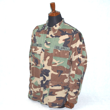 COAT HOT WEATHER WOODLAND CAMO PATTERN COMBAT ワッペン付き リップストップ