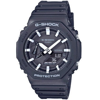 【CASIO 正規品】 G-SHOCK 2100 SERIES GA-2100SU-1AJF ホワイト/ブラック

カラー：ホワイト/ブラック

サイズ：48.5×45.4×11.8mm

バンド:長さ145-215mm/幅26.1mm

素材：樹脂　　質量：50g

精度：±15秒　　電池：3年 CR1220　LED：ホワイト

「1年保証付き」

衝撃に強い 20気圧防水　カジュアルデザイン　シンプルデザイン
薄型で装着性が良い　軽くて強い（カーボン）

タフな構造はそのままに無駄を省いたシンプルなデザイン

ケース素材には、高剛性を発揮するカーボン繊維入りファインレジンを使用し、厚さ11.8mmを実現しました。

《CASIO カシオ 腕時計 ジーショック メンズ ファッション》