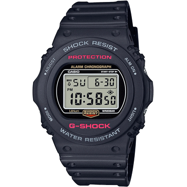 【CASIO 正規品】 G-SHOCK 5700 SERIES DW5750E-1JF ブラック

カラー：ブラック

サイズ：48.9×45.4×13.4mm

バンド:長さ145-205mm/幅23.0mm

素材：樹脂　　質量：53g

精度：±15秒　　電池：2年 CR2016　EL:ブルーグリーン

「1年保証付き」

衝撃に強い 20気圧防水　シンプルデザイン　ロングセラー
ストリートスポーツシーンで活躍　クールなマットカラー

高い人気を誇るベーシックモデル5700シリーズ。

G-SHOCK生誕35周年を記念し、原点を見つめ直すべく「原点回帰」をテーマに過去の名機を現在に甦らせたモデルです。

ベーシックモデルに相応しくストップウオッチ、タイマーに加え、ELバックライトなど実用的な機能を備えます。

《CASIO カシオ 腕時計 ジーショック メンズ ファッション》