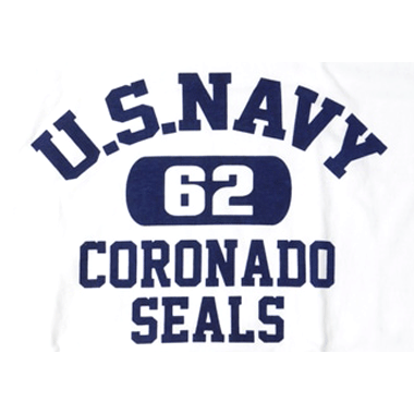 ミリタリープリントTシャツ US NAVY CORONADO SEALS 1962 ホワイト