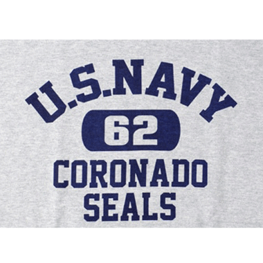 ミリタリープリントTシャツ US NAVY CORONADO SEALS 1962 グレー