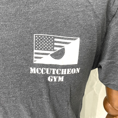 ミリタリープリントTシャツ MCCUTCHEON GYM ヘザーグレー