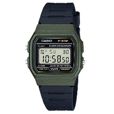 【CASIO 正規品】チープカシオ F-91WM-3AJH 

カラー：ブラック/OD

サイズ：約38.2×35.2×8.5mm

素材：樹脂　　質量：21g

平均月差：±30秒　日常生活用防水　LEDライト：グリーン

オートカレンダー

「1年保証付き」電池寿命：約7年

※セットされている電池はテスト用になります。

ストップウオッチ（1/100秒、60分計、スプリット付き）

流行りのチープカシオです。

軽量・薄型のデジタル液晶モデルです。

日付・曜日表示やアラーム、ストップウオッチなど便利な機能が搭載されています。

（カシオ スタンダード　チプカシ）