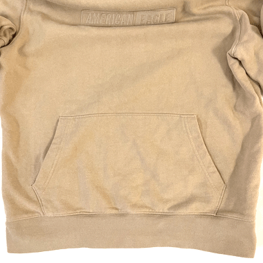 AMERICAN EAGLE プルオーバーパーカー ボックス刺繍ロゴ TAN