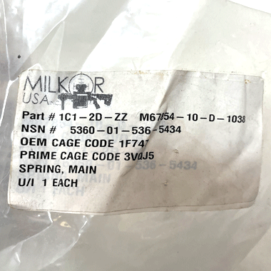 MILKOR USA inc SPRING MAIN MGL メインスプリング