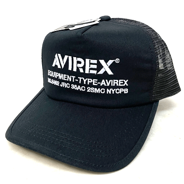 AVIREX ナンバリング メッシュキャップ ブラック

カラー：ブラック

サイズ：57-59cm

フロントに刺繍が入ったキャップです。

EQUIPMENT-TYPE-AVIREX
NO.8462 JRC 35AC 2SMC NYCPB 

後部のスナップバックにてサイズ調節可能です。