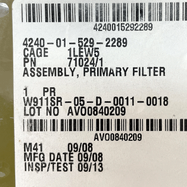 ASSENBLY PRIMARY FILTER 未開封品