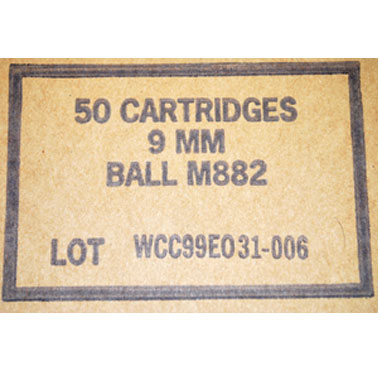 50 CARTRIDGES 9mm BALL M882