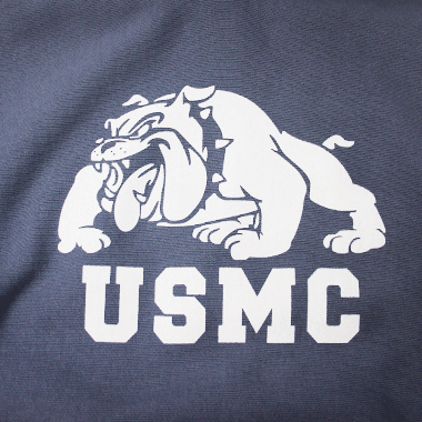 USMC BULLDOG HOODED SWEATSHIRT - stone blue ブルドッグ スウェットシャツ 裏起毛