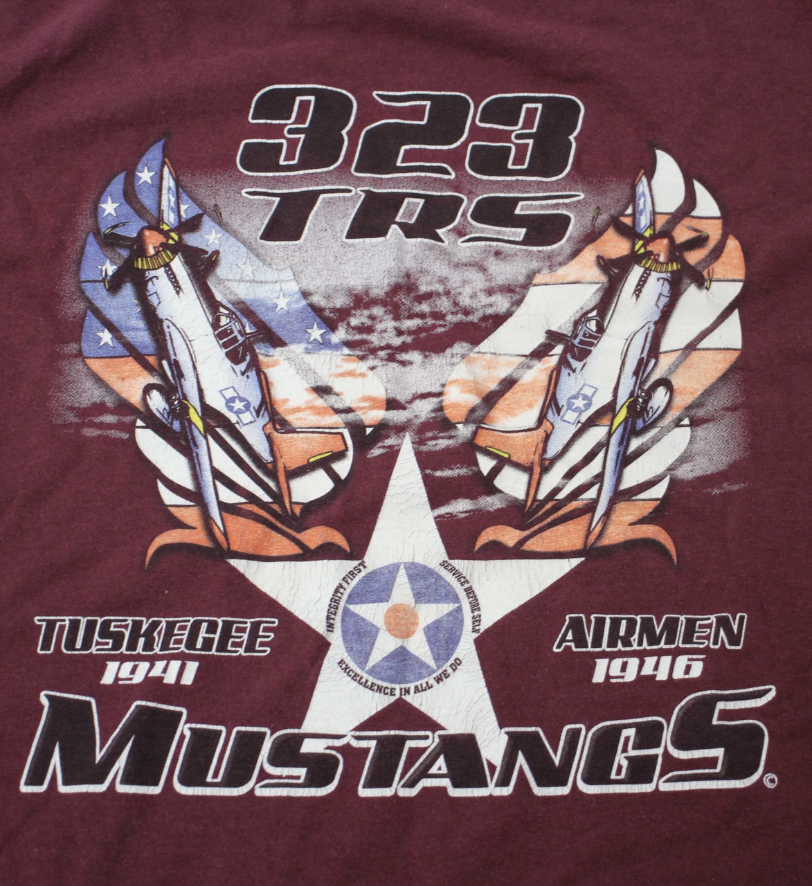 GILDAN USAF 323 TRS プリントTシャツ バーガンディ