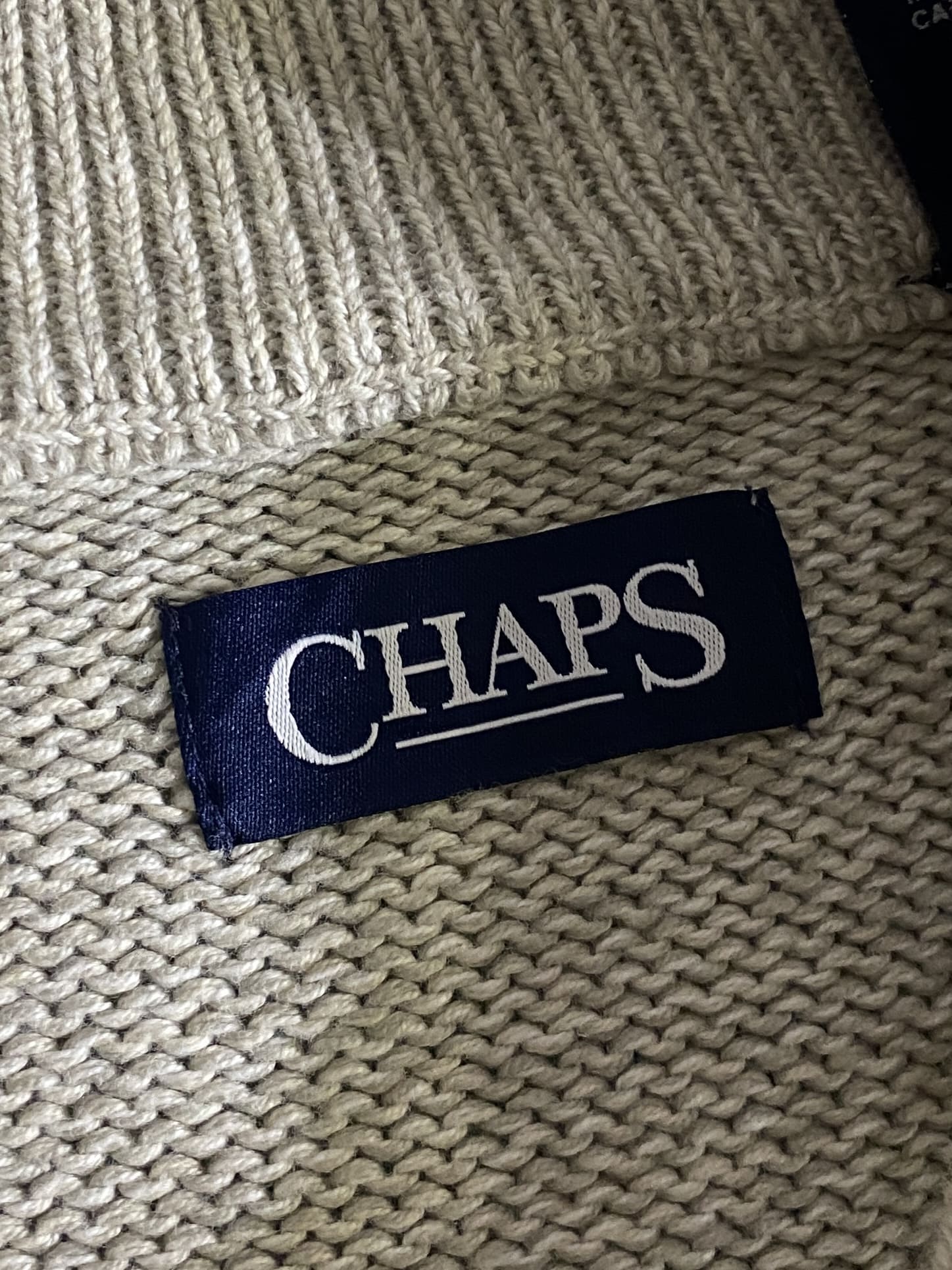 【CHAPS】Half Button Cotton Knit Sweater