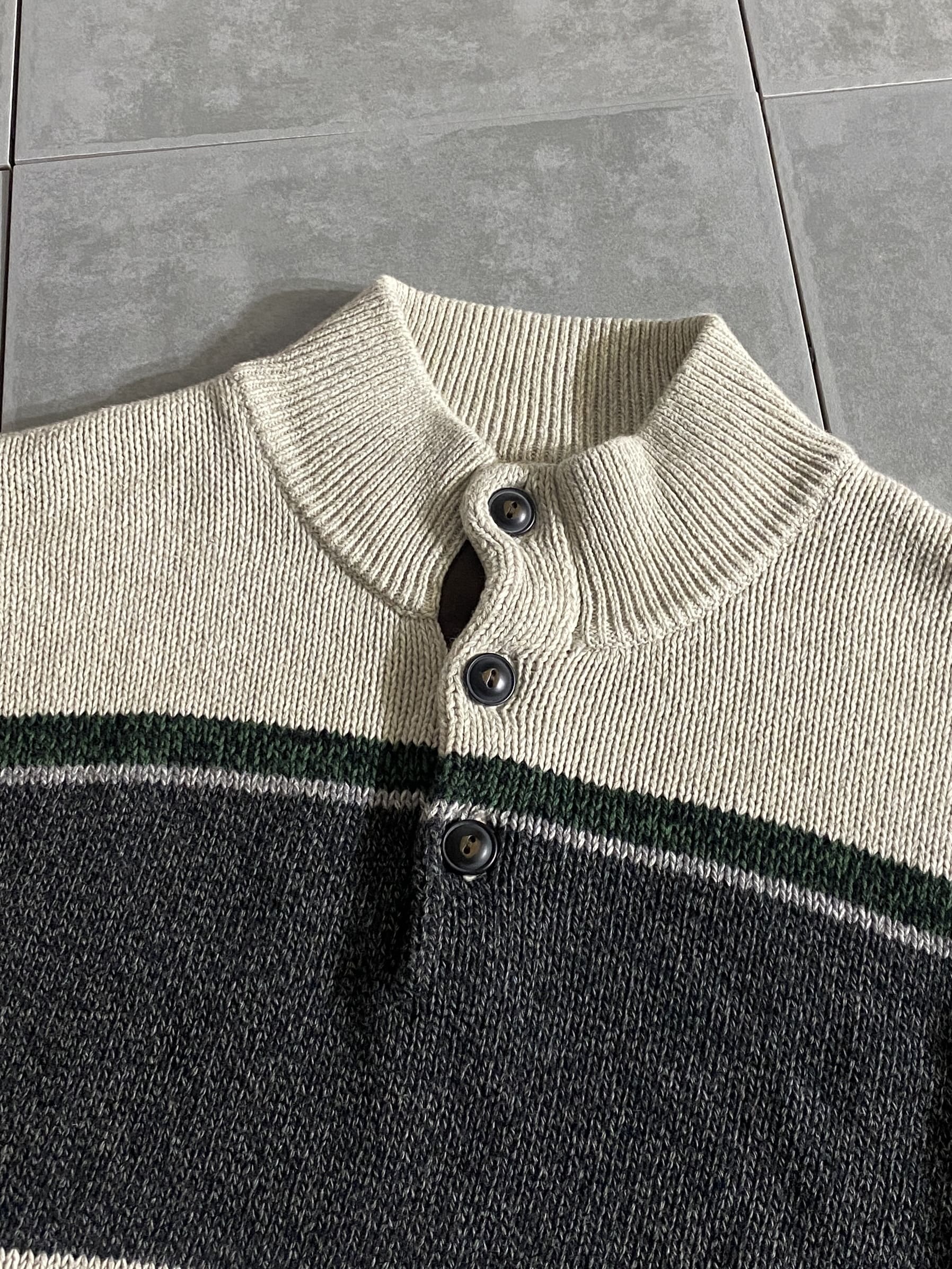 【CHAPS】Half Button Cotton Knit Sweater