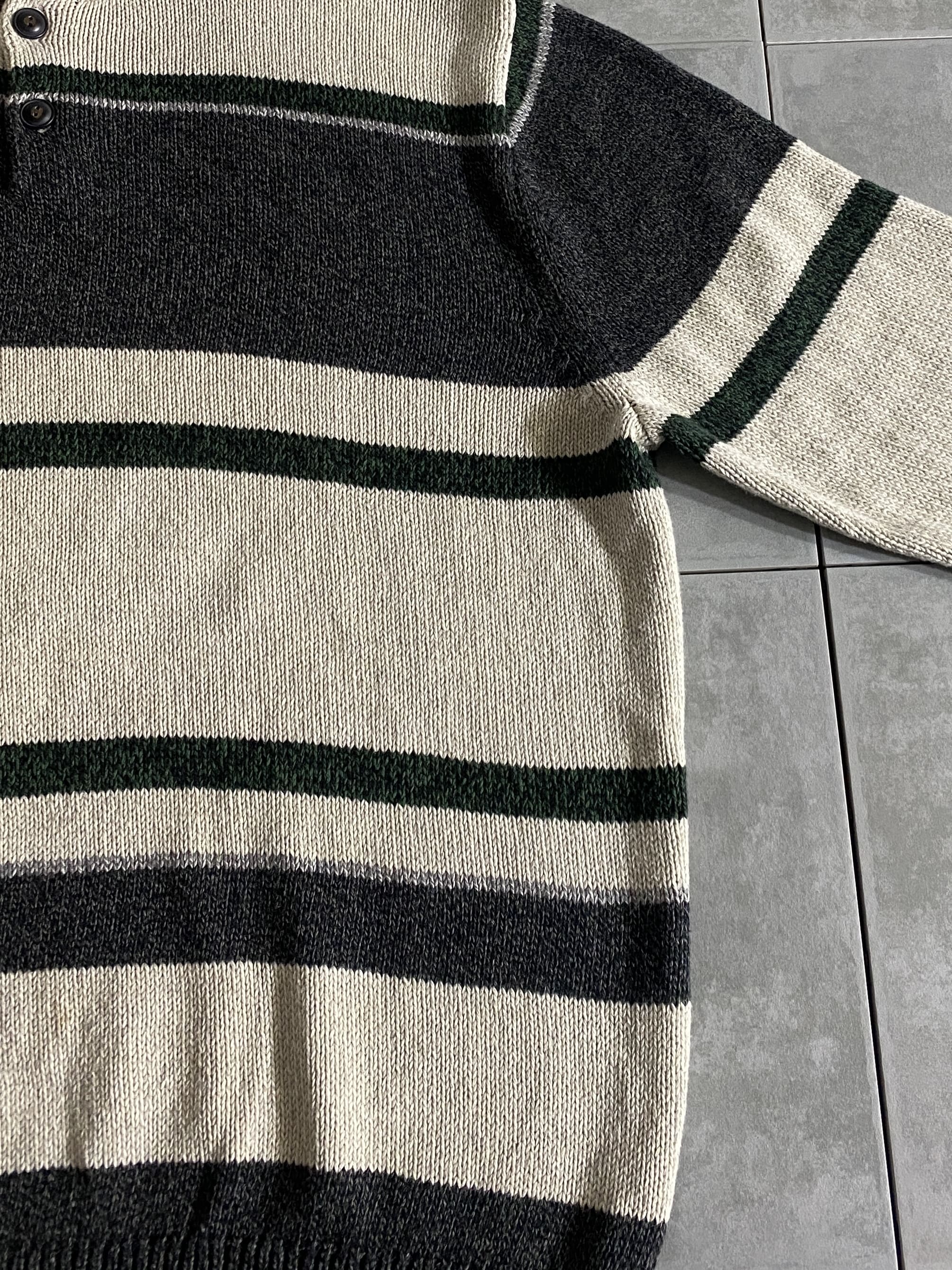 【CHAPS】Half Button Cotton Knit Sweater