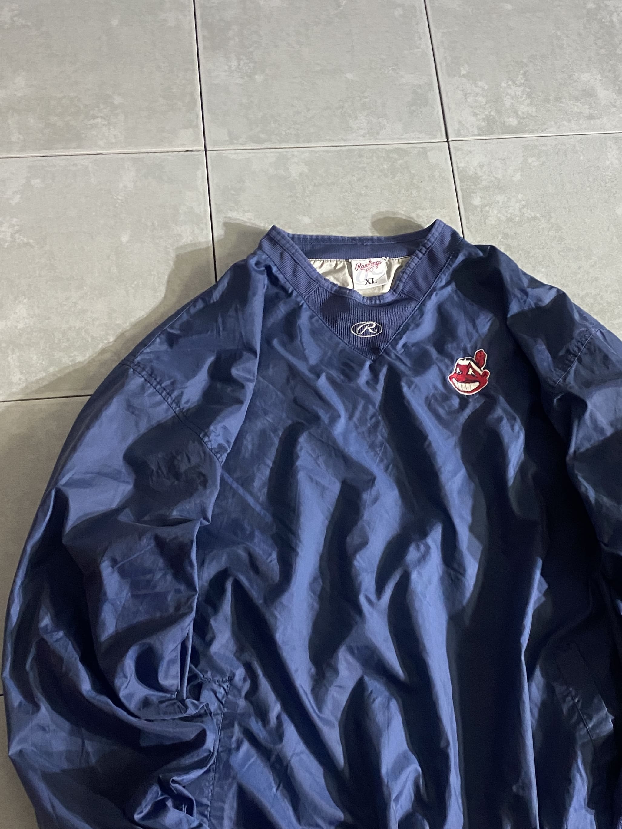 【Rawlings】MLB Cleveland Indians Pullover Nylon Jacket 