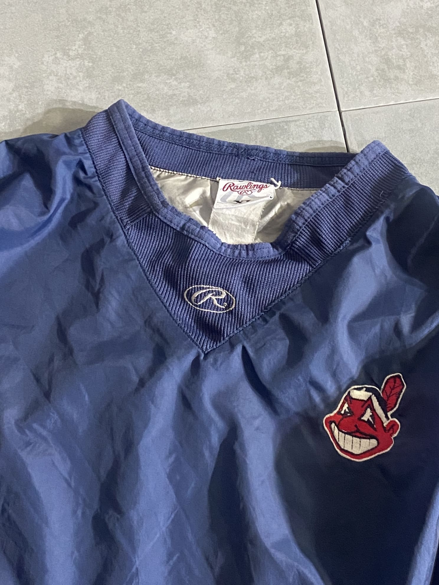 【Rawlings】MLB Cleveland Indians Pullover Nylon Jacket 