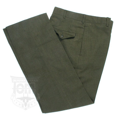 TROUSERS MENS WOOL DRESS PANTS SERGE GREEN 2234 米軍放出品